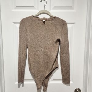 Wishlist Tan Long Sleeve Sweater Bodysuit
